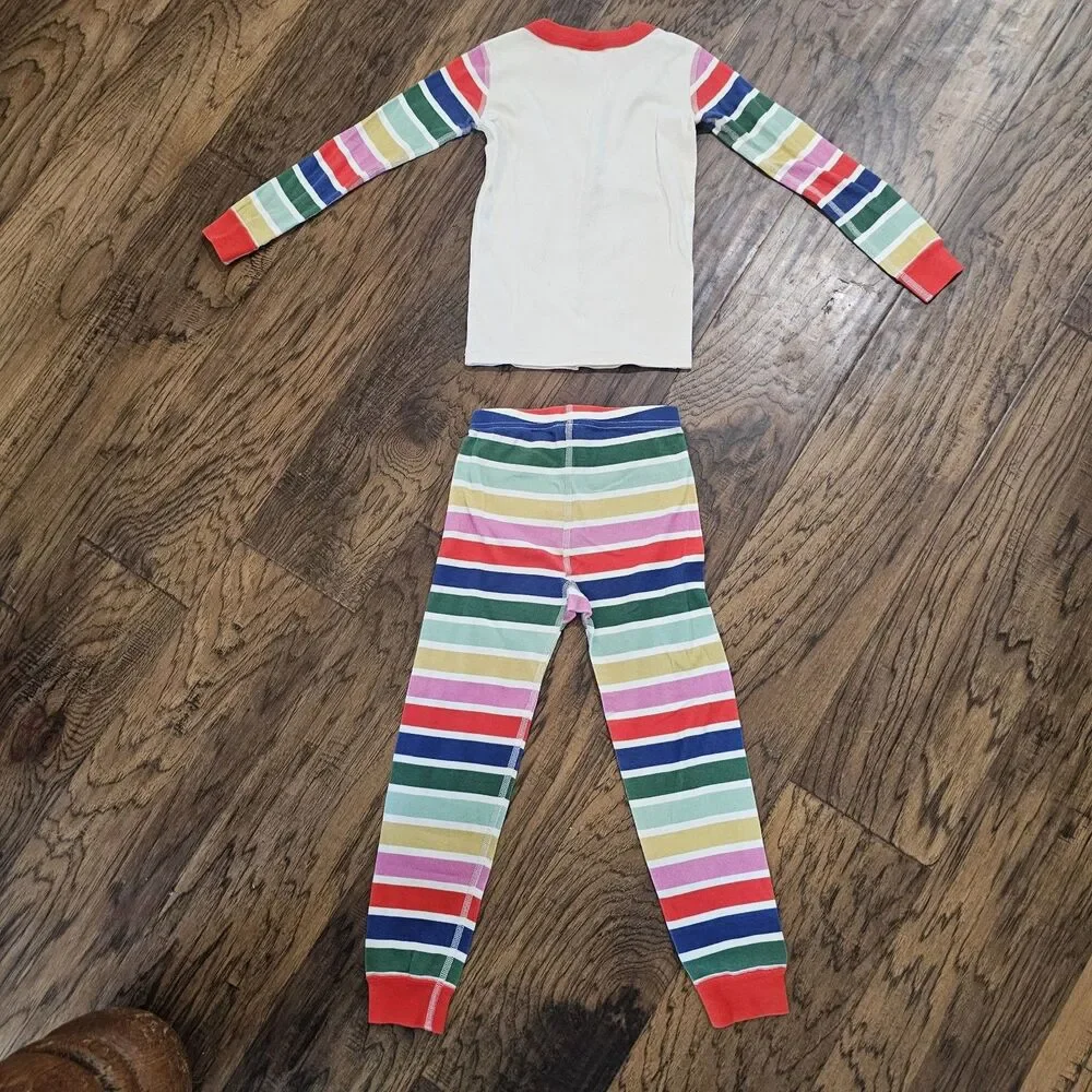 hanna andersson pajamas Size 6/7 Unisex Falalala Christmas Striped 2pc